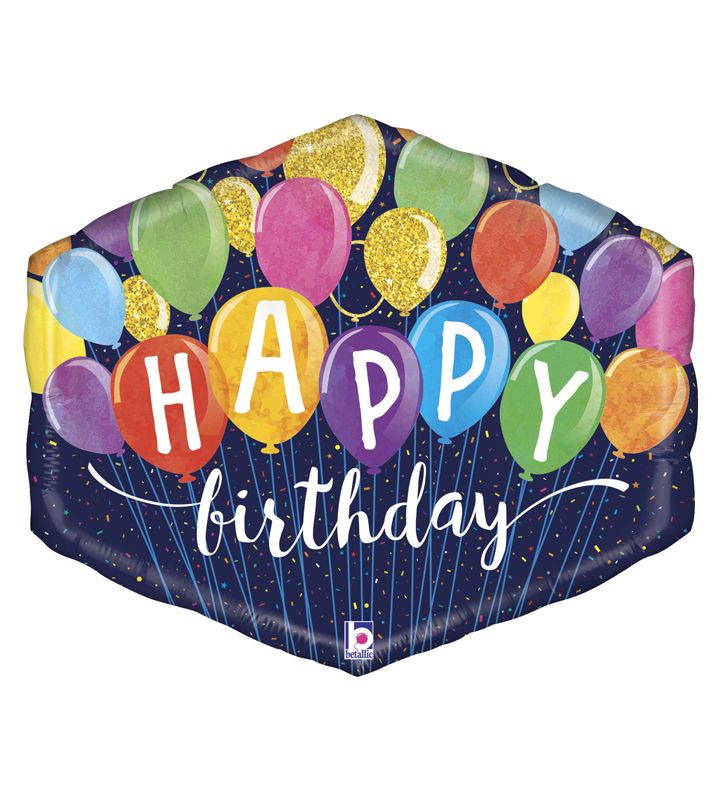 30" Betallic Festive Birthday Balloons Shape