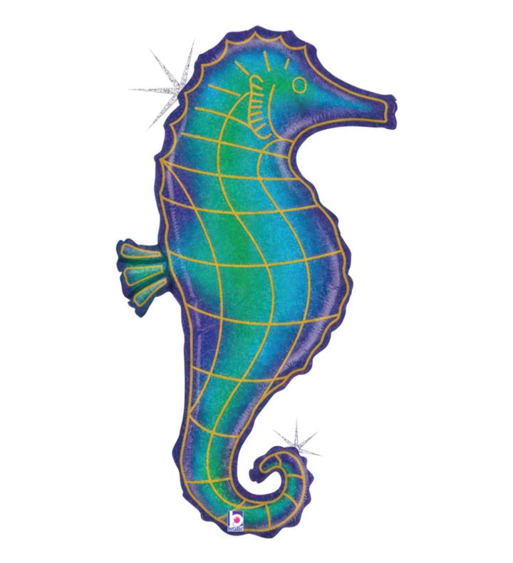 36" Betallic Glitter Seahorse Shape