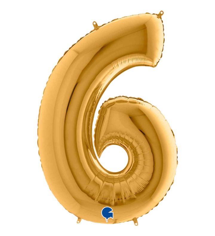 40" Grabo Gold Number 6 Foil Balloon