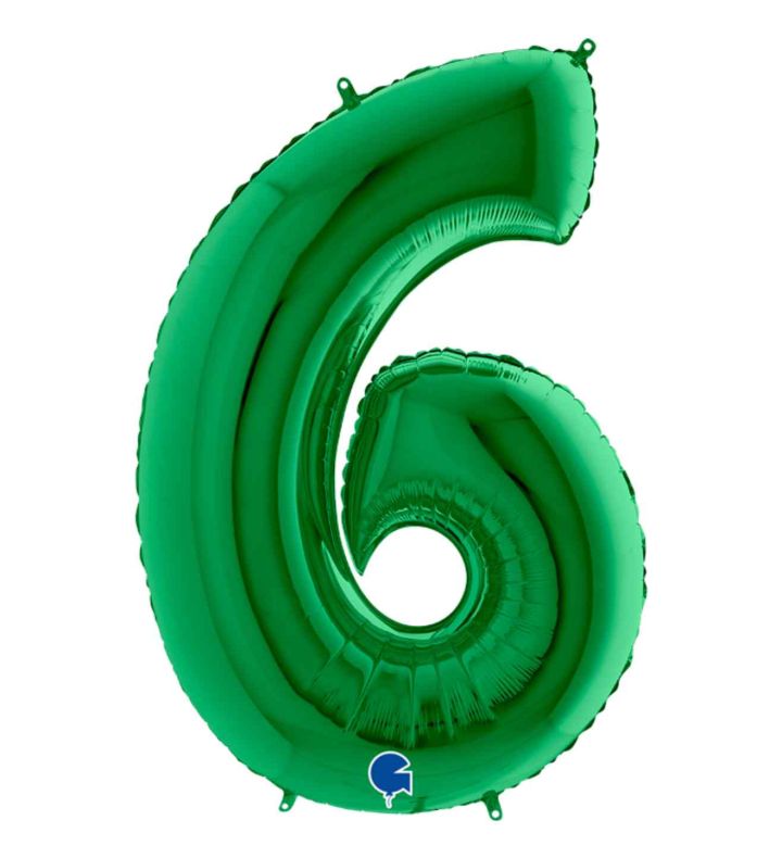 40" Grabo Green Number 6 Foil Balloon