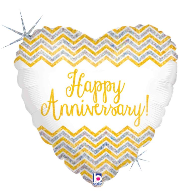 18" Betallic Chevron Anniversary Foil Balloon