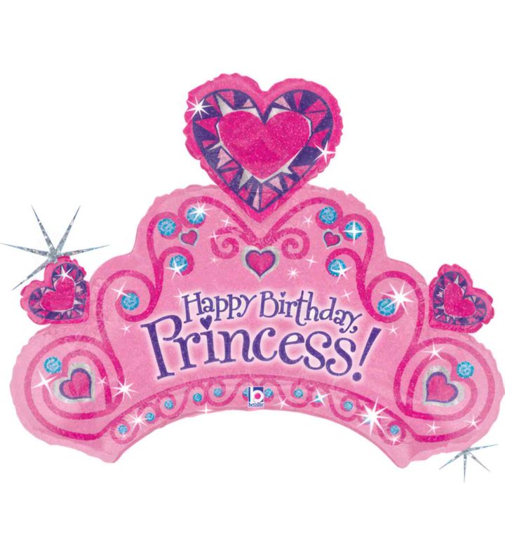 34" Betallic Happy Birthday Tiara Birthday Foil Balloon