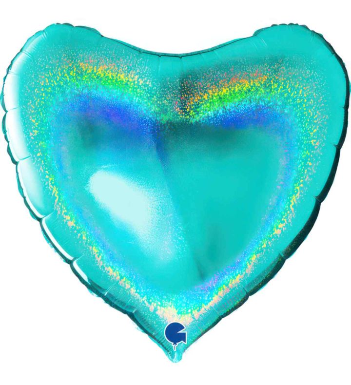 36" Grabo Glitter Holographic Tiffany Heart Foil Balloon