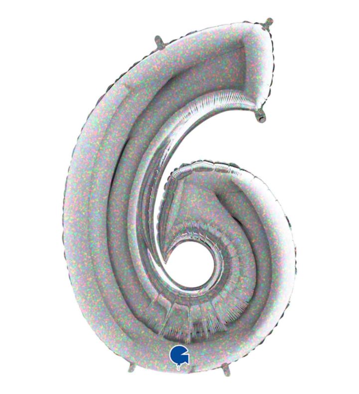 40" Grabo Holographic Number 6 Foil Balloon