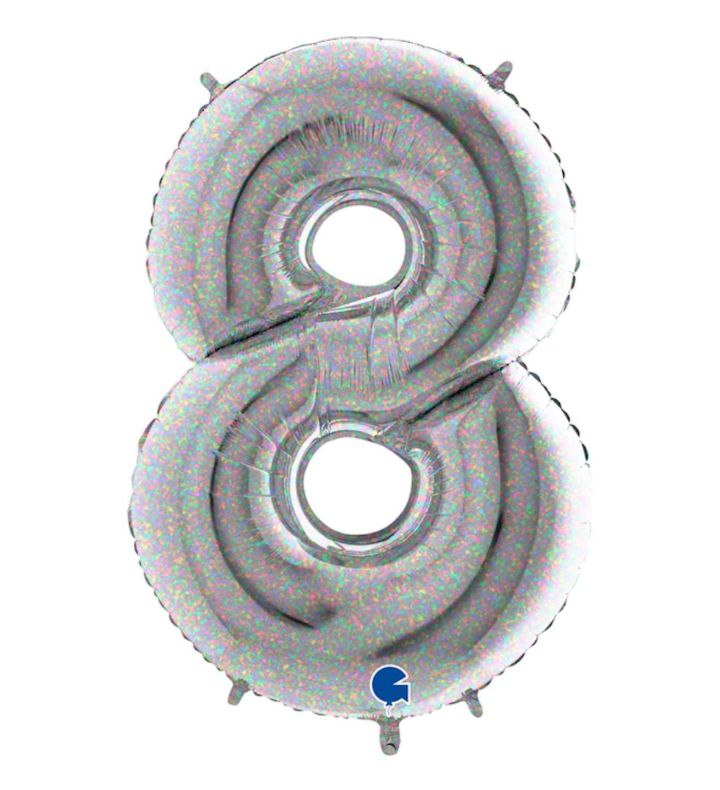40" Grabo Holographic Number 8 Foil Balloon