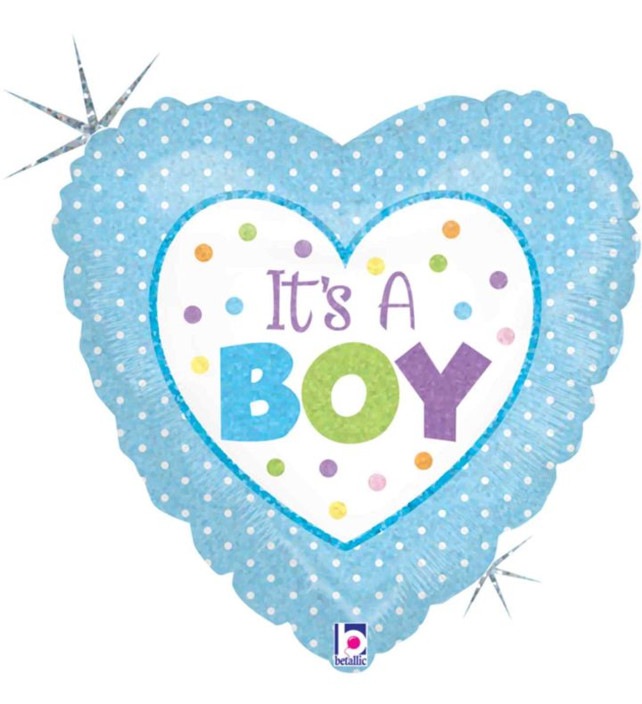 18" Betallic Baby Boy Dots Foil Balloon
