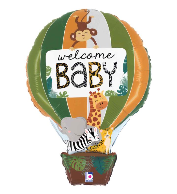 30" Jungle Animals Welcome Baby Foil Balloon