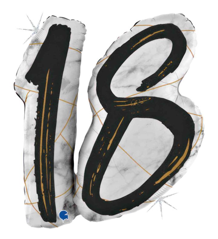 43" Grabo Marble Mate Black 18 Supershape Foil Balloon