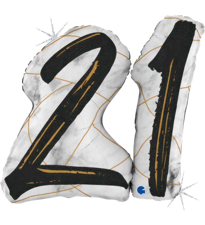 43" Grabo Marble Mate Black 21 Supershape Foil Balloon