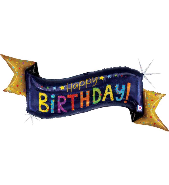 Betallic Navy Birthday Banner Foil