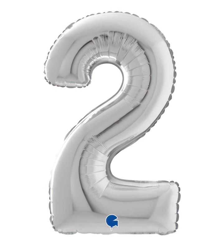 7" Grabo Silver Number 2 Foil Balloon