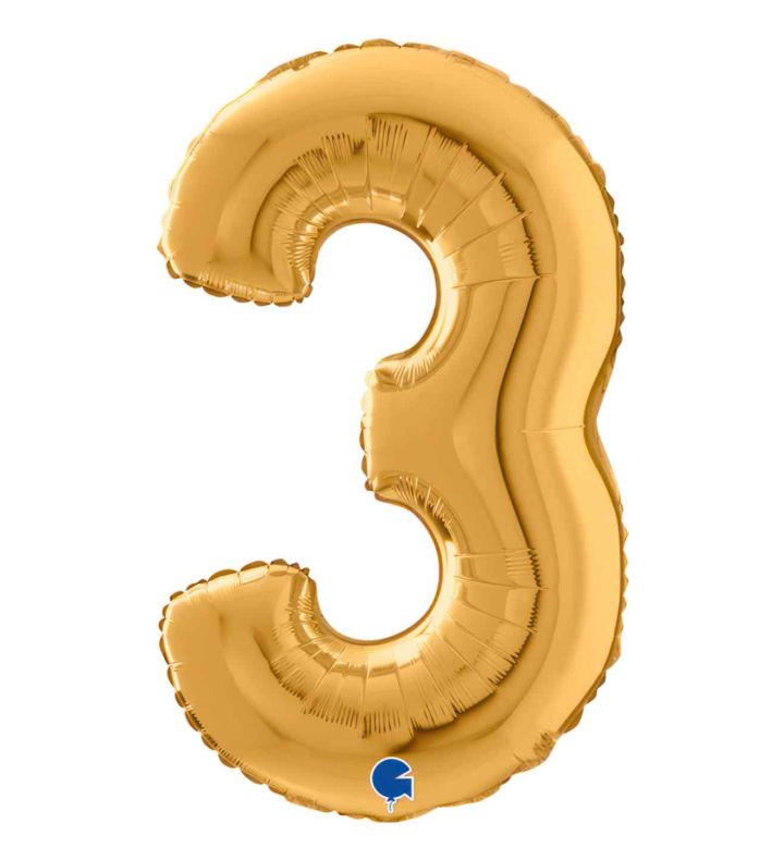 7" Grabo Gold Number 3 Foil Balloon
