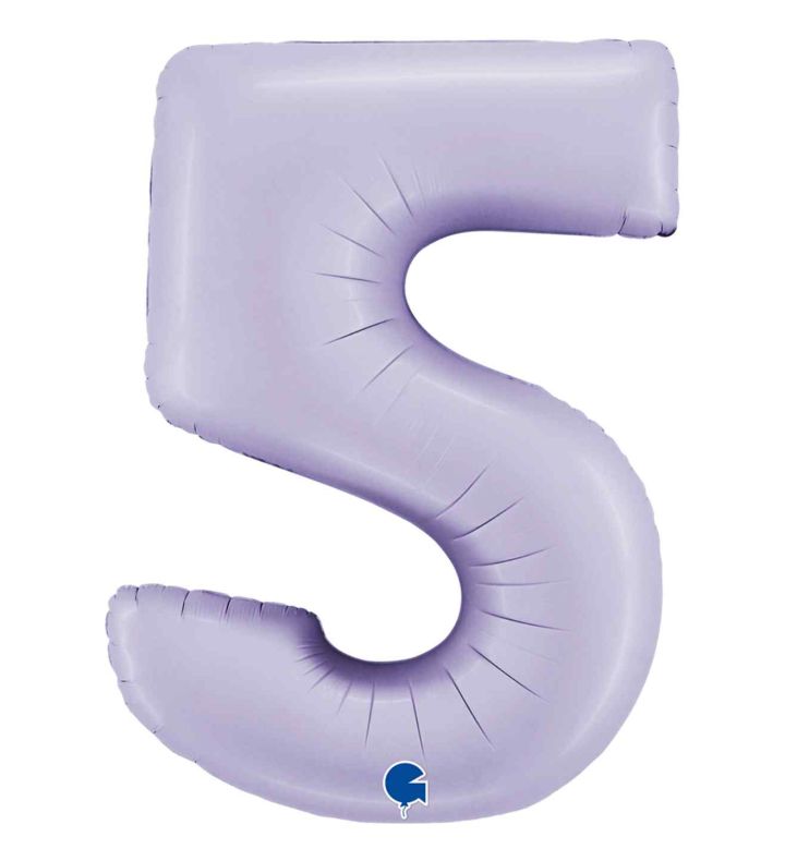 40" Grabo Satin Lilac Number 5 Foil Balloon