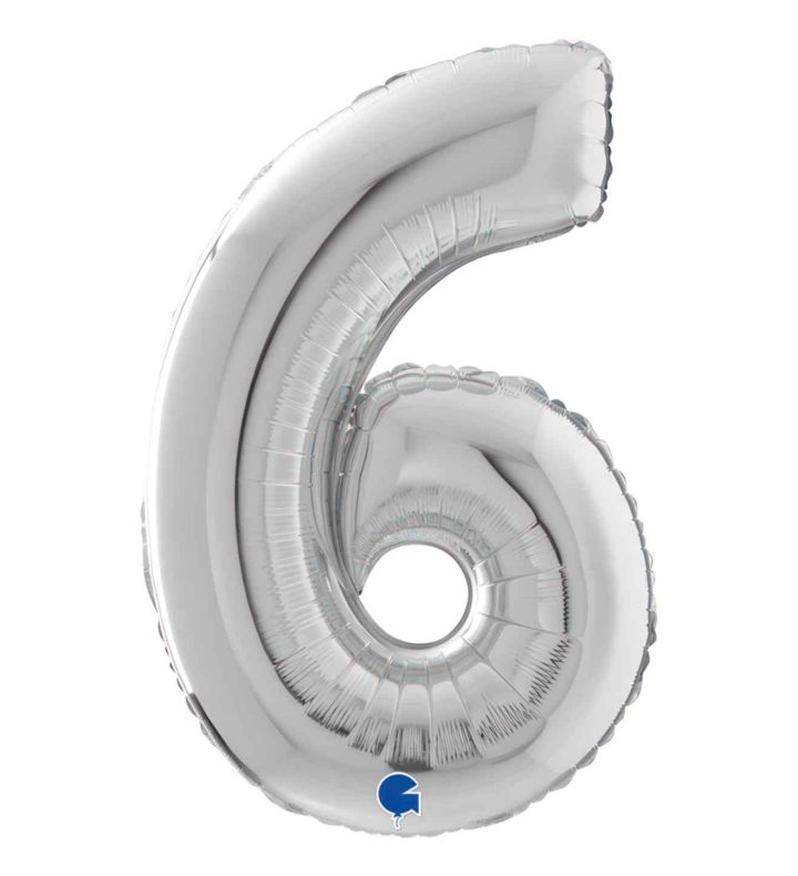 7" Grabo Silver Number 6 Foil Balloon