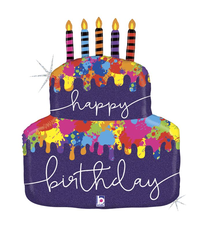 30" Betallic Paint Splattered B-Day Cake Shape