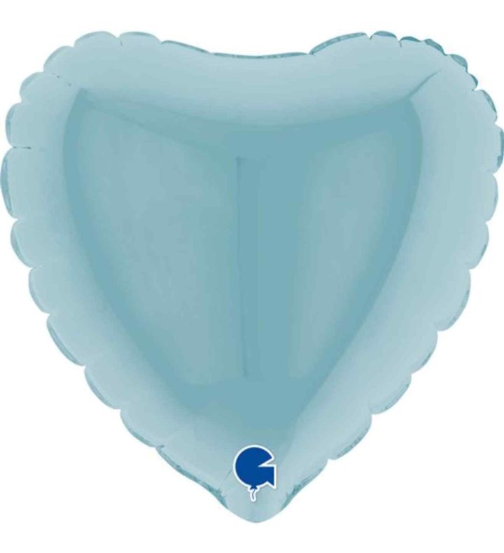 4" Grabo Heart Pastel Blue Foil