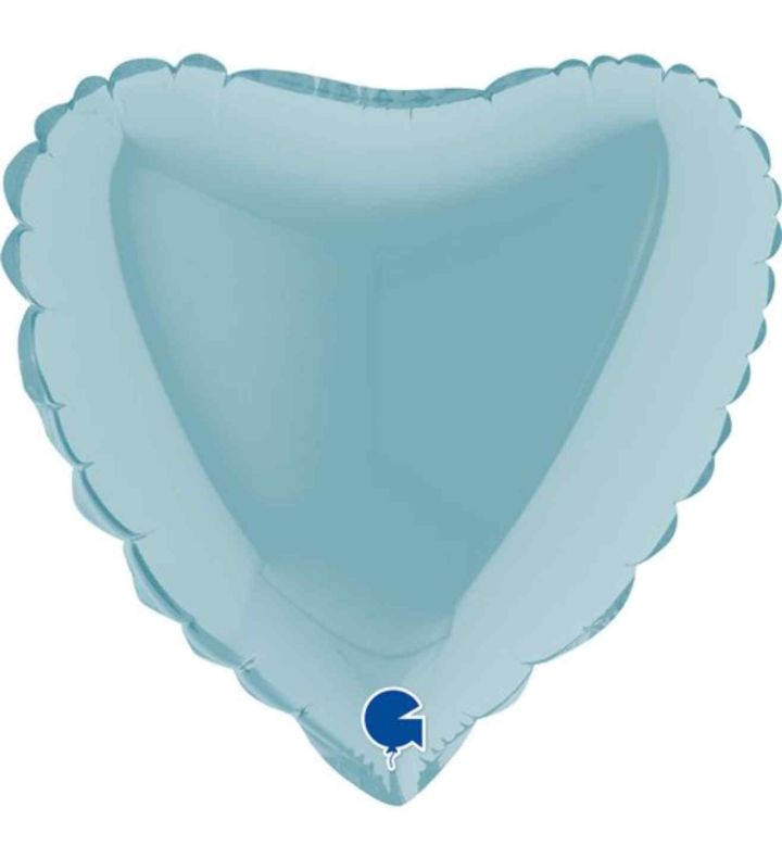 9" Grabo Heart Pastel Blue Foil