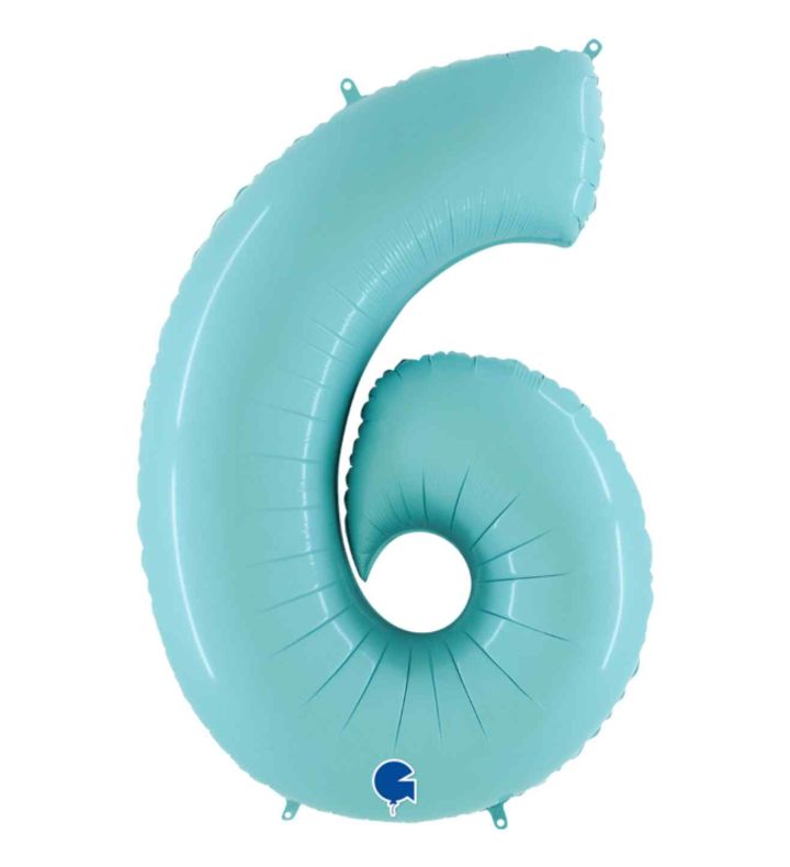 40" Grabo Pastel Blue Number 6 Foil Balloon