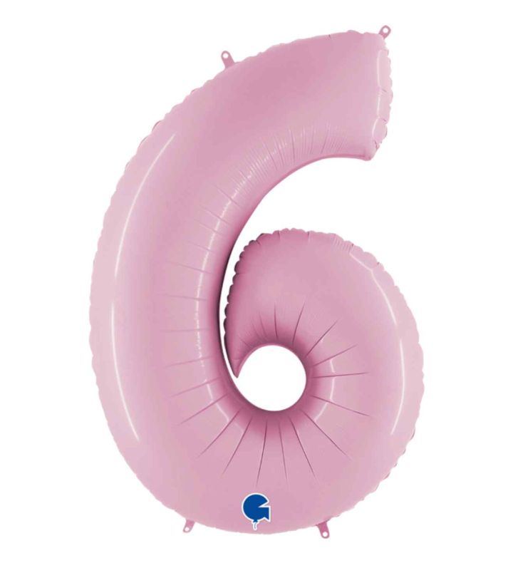 40" Grabo Pastel Pink Number 6 Foil Balloon