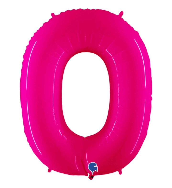 40" Grabo Pink Fluo Number 0 Foil Balloon