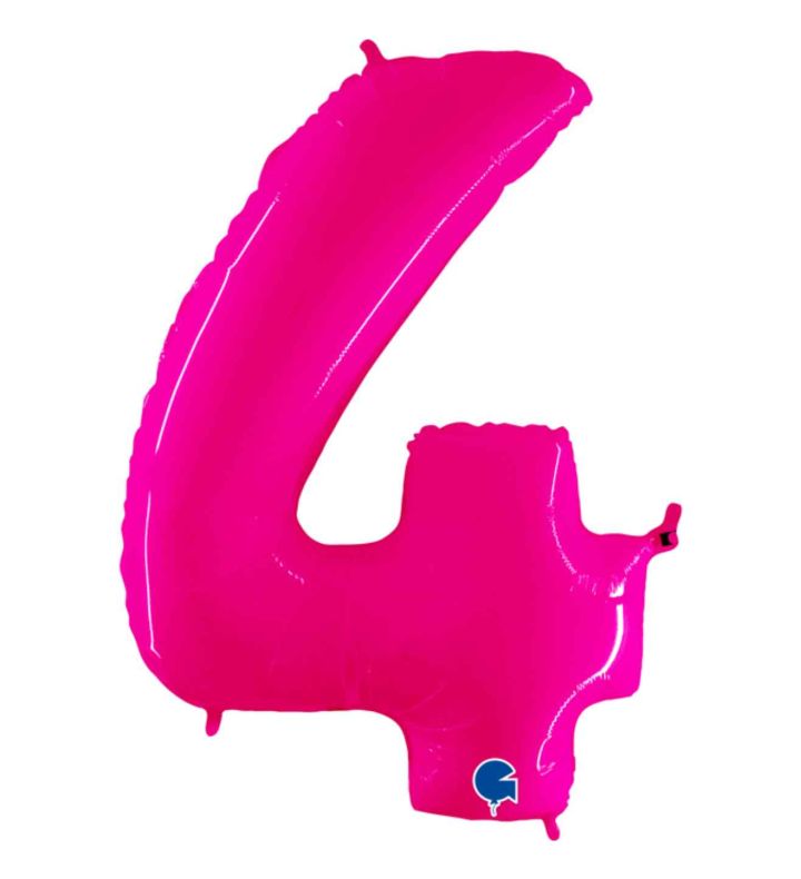 40" Grabo Pink Fluo Number 4 Foil Balloon