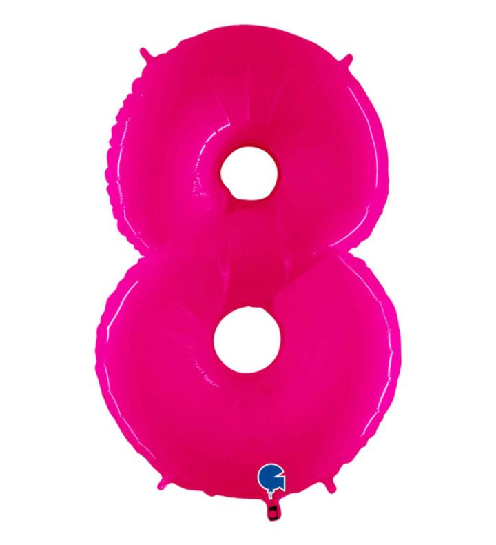 40" Grabo Pink Fluo Number 8 Foil Balloons
