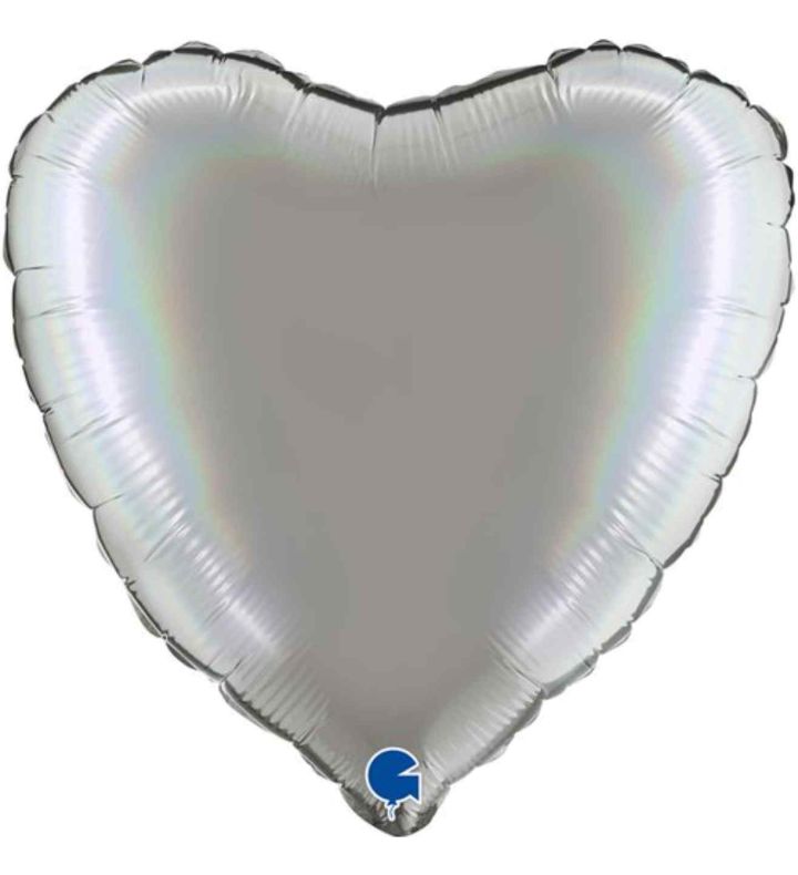 18" Grabo Rainbow Holographic Platinum Pure Heart