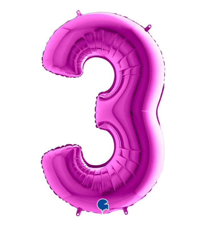 40" Grabo Purple Number 3 Foil Balloon