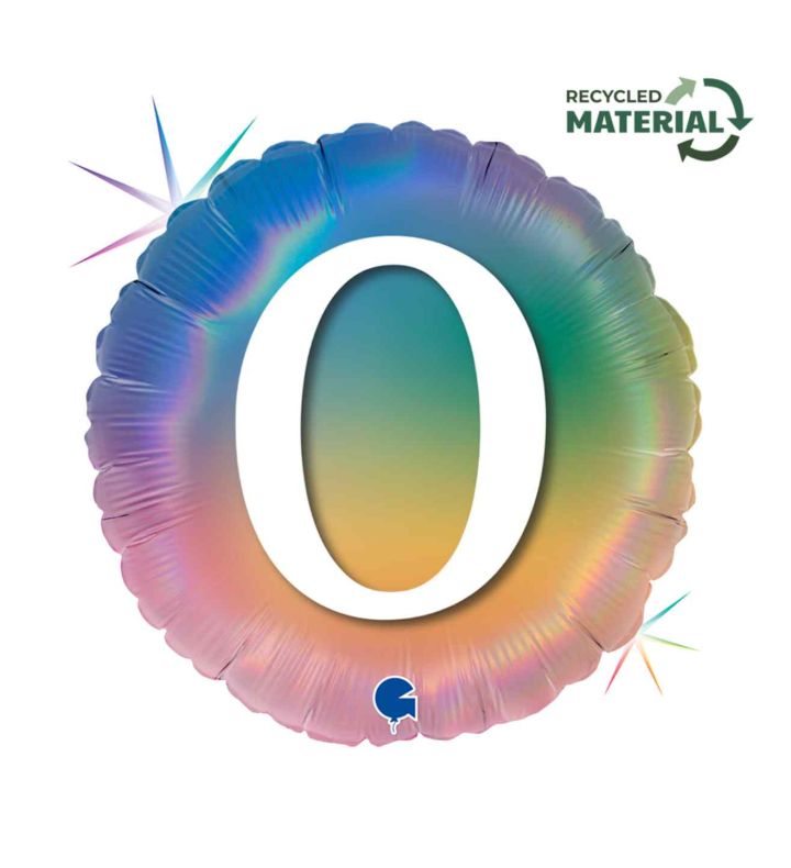 18" Happy 0 Colourful Rainbow Foil Balloon