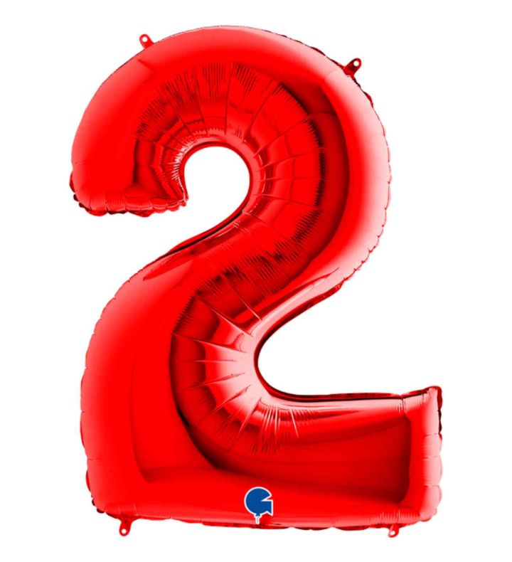 40" Grabo Red Number 2 Foil Balloon