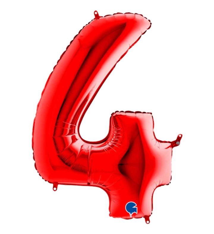 40" Grabo Red Number 4 Foil Balloon