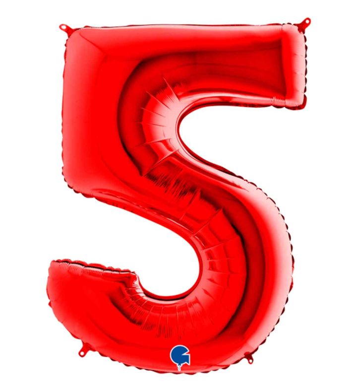 40" Grabo Red Number 5 Foil Balloon
