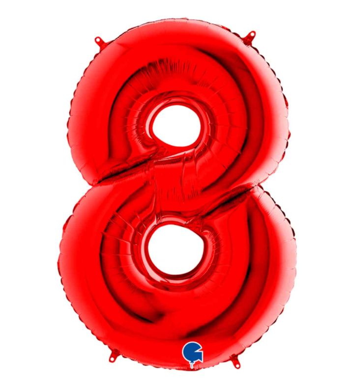 40" Grabo Red Number 8 Foil Balloon
