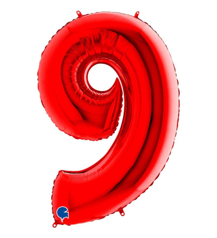40" Grabo Red Number 9 Foil Balloon