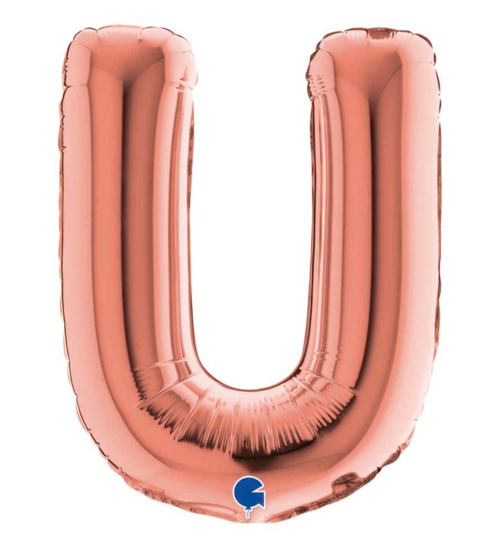 14" Rose Gold Letter U Grabo Foil Balloon