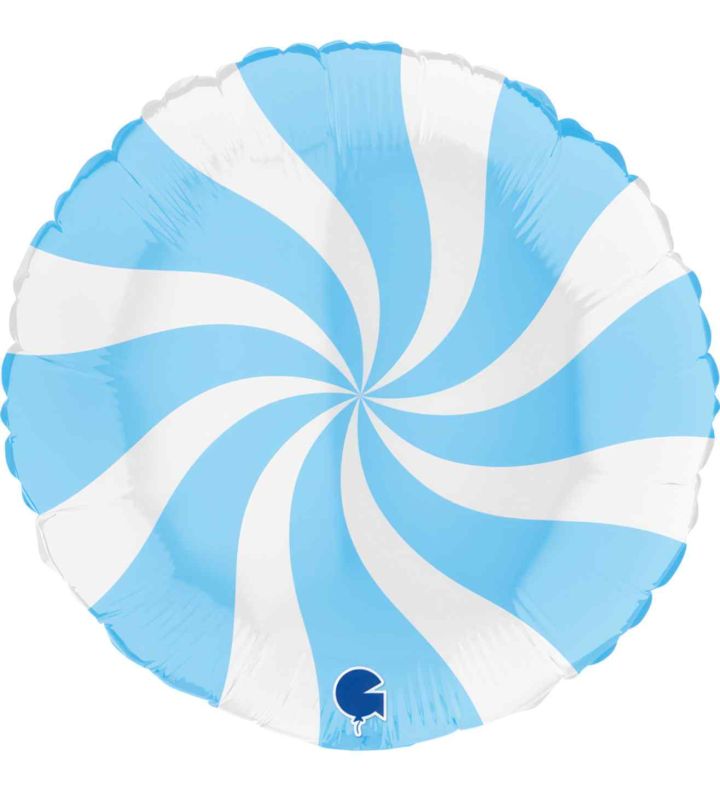 18" Grabo Swirly White-Matte Blue Round Foil Balloon