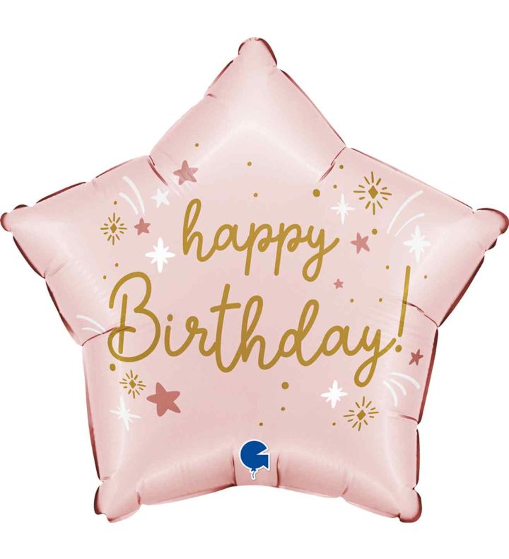 18" Grabo Pink Birthday Star Foil Balloon