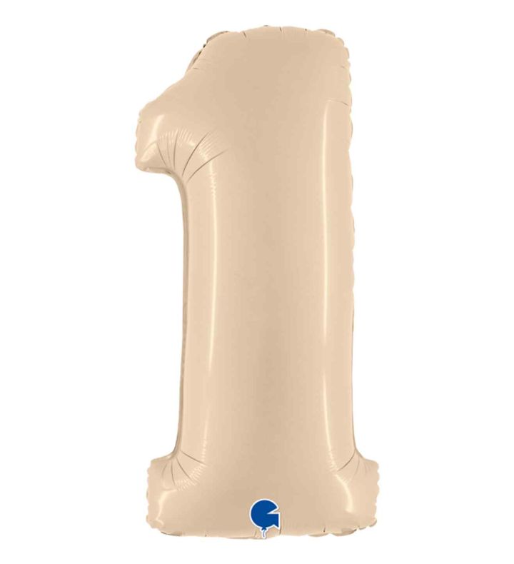 40" Grabo Satin Cream Number 1 Foil Balloon