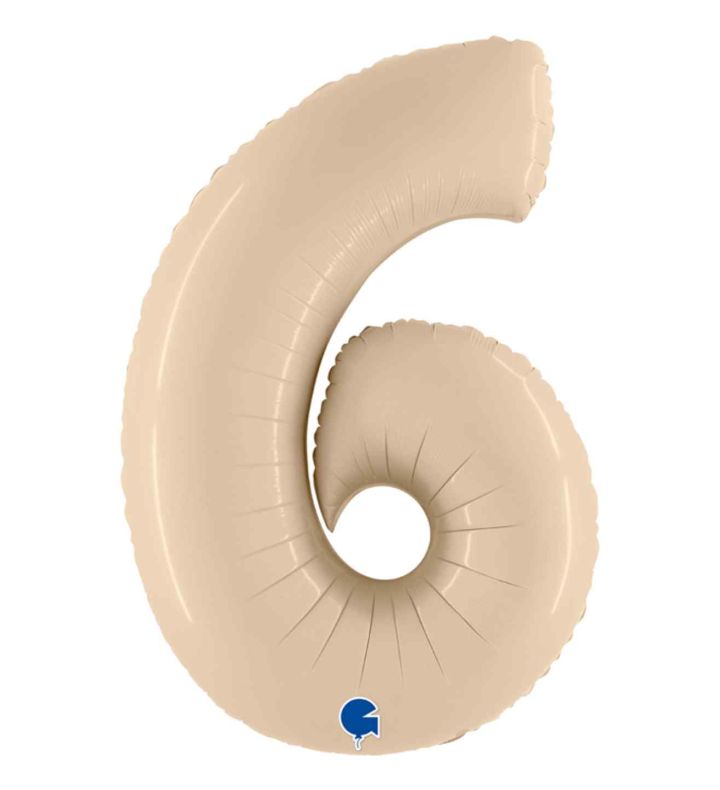 40" Grabo Satin Cream Number 6 Foil Balloon