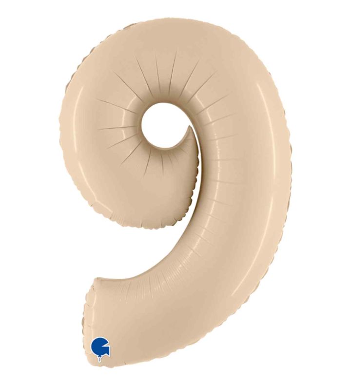 40" Grabo Satin Cream Number 9 Foil Balloon