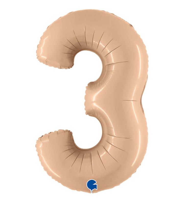 40" Grabo Satin Nude Number 3 Foil Balloon