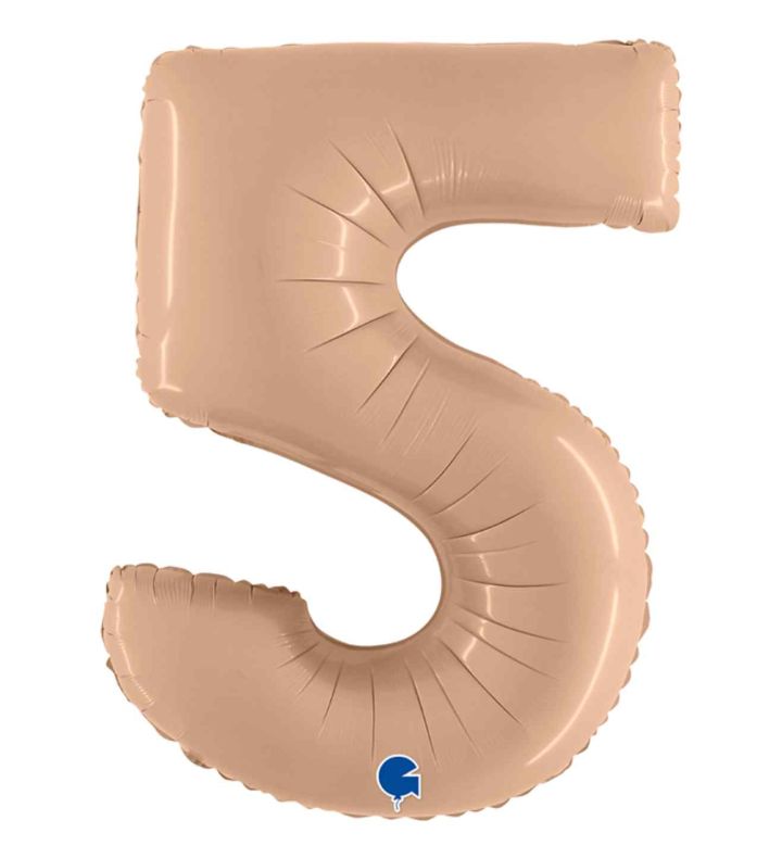 40" Grabo Satin Nude Number 5 Foil Balloon