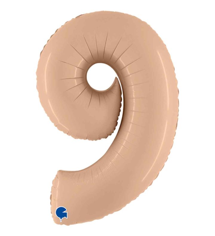 40" Grabo Satin Nude Number 9 Foil Balloon
