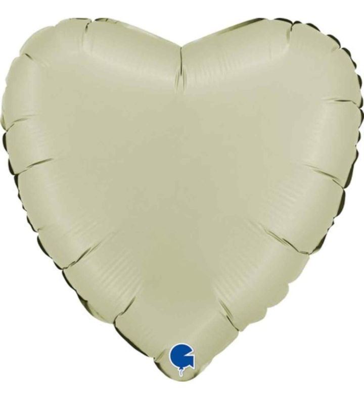 18" Grabo Heart Satin Olive Green Foil Balloon Packaged