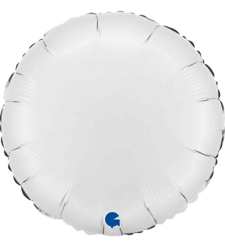18" Grabo Round Satin White Foil Balloon