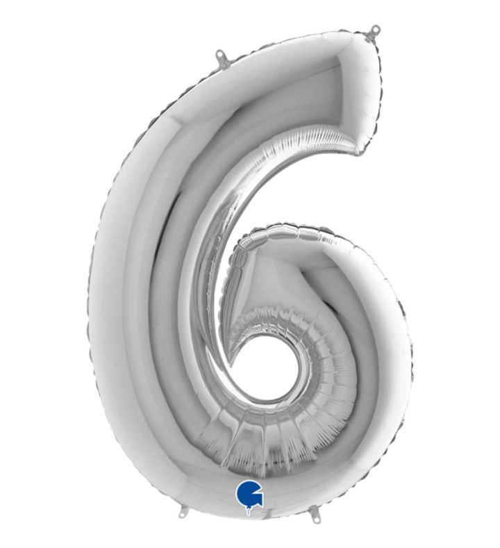 40" Grabo Silver Number 6 Foil Balloon