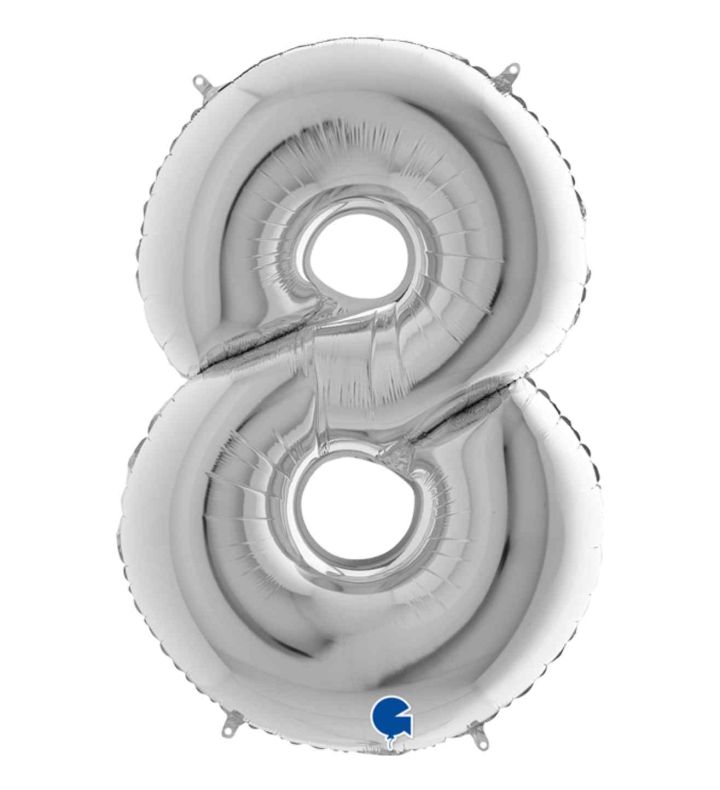 40" Grabo Silver Number 8 Foil Balloon