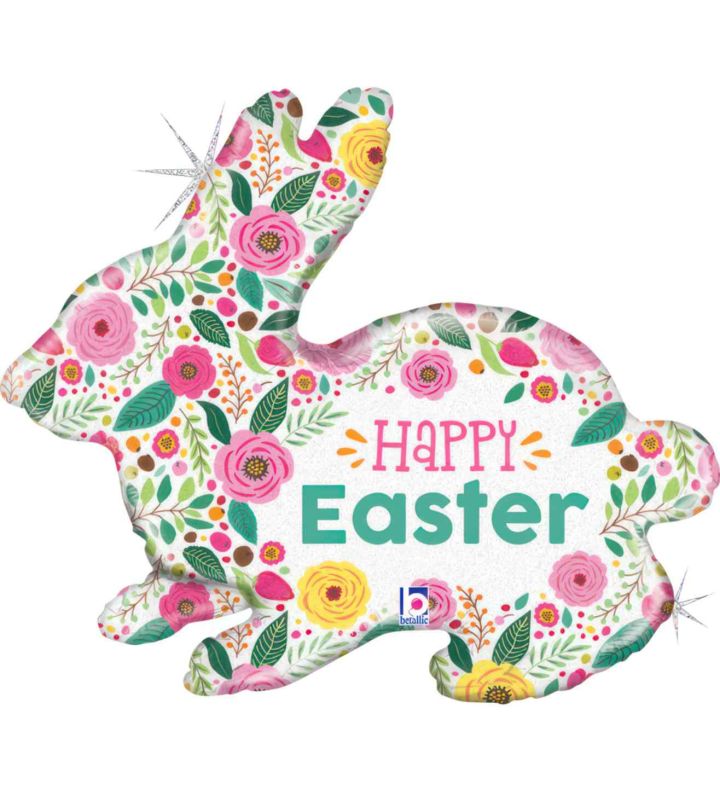 32" Betallic Spring Flower Easter Bunny Shape