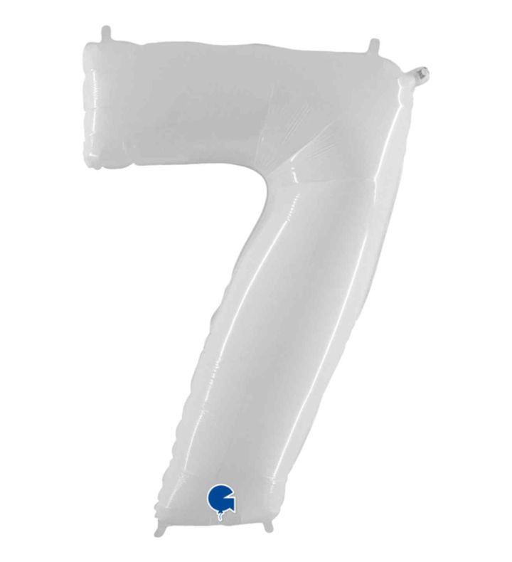 40" Grabo White Fluo Number 7 Foil Balloon
