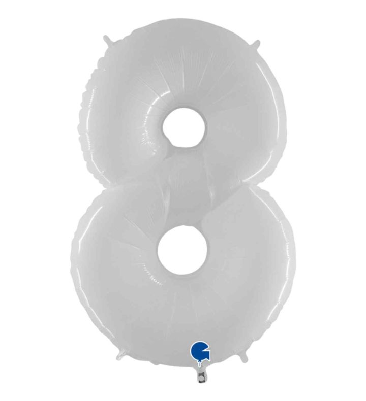 40" Grabo White Fluo Number 8 Foil Balloon
